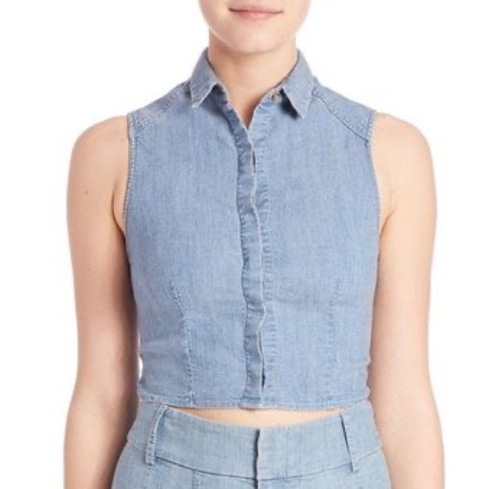 NWT Alice + Olivia Sleeveless Chambray Top